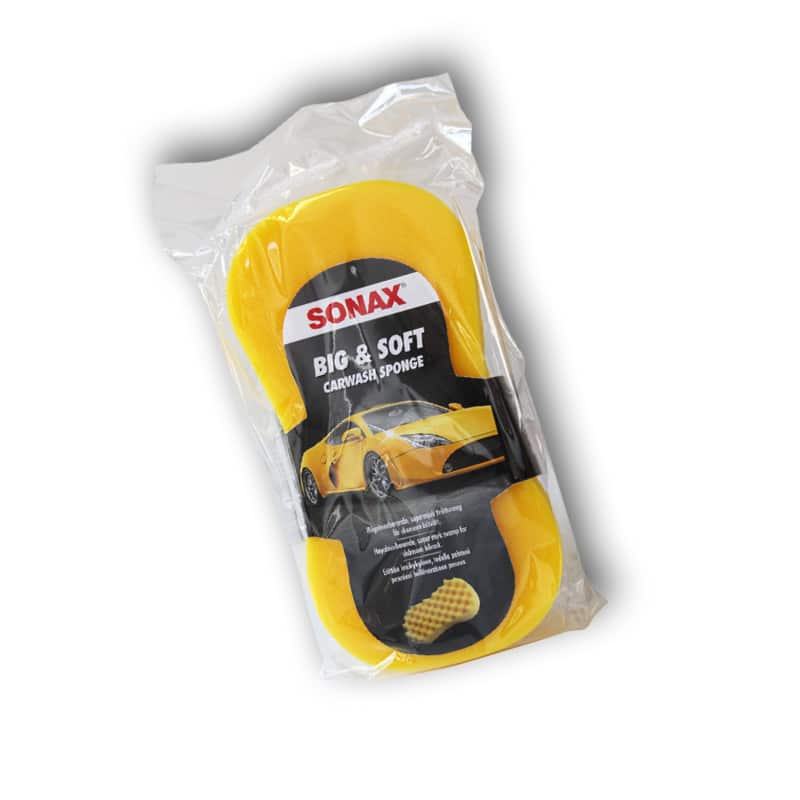 428241_gul-stor-svamp_SONAX BIG & SOFT CARWASH SPONGE_tvättsvamp_westcoast_motorsport_waffle