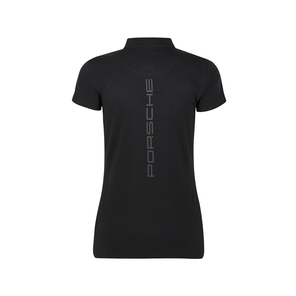 304491018100215_PORSCHE FW WOMENS POLO BLACK_svart_westcoast_motorsport_back