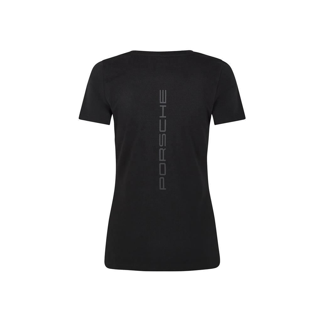 304491019100215_PORSCHE FW WOMENS TEE BLACK_tjejmodell_top_westcoast_motorsport_back