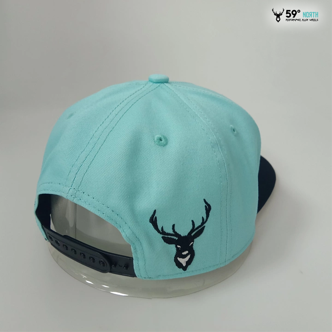 59NORTHcap_11INCHCLUB_59north_Snapback_turkos_svart_black_skärm_flat_brim_westcoast_motorsport_drifting_back