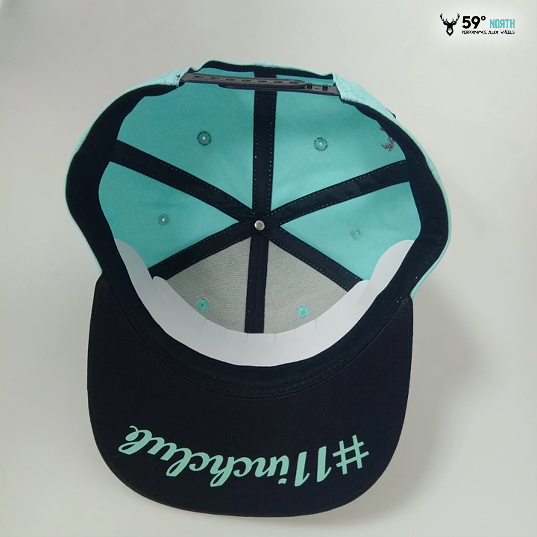 59NORTHcap_11INCHCLUB_59north_Snapback_turkos_svart_black_skärm_flat_brim_westcoast_motorsport_drifting_bottom