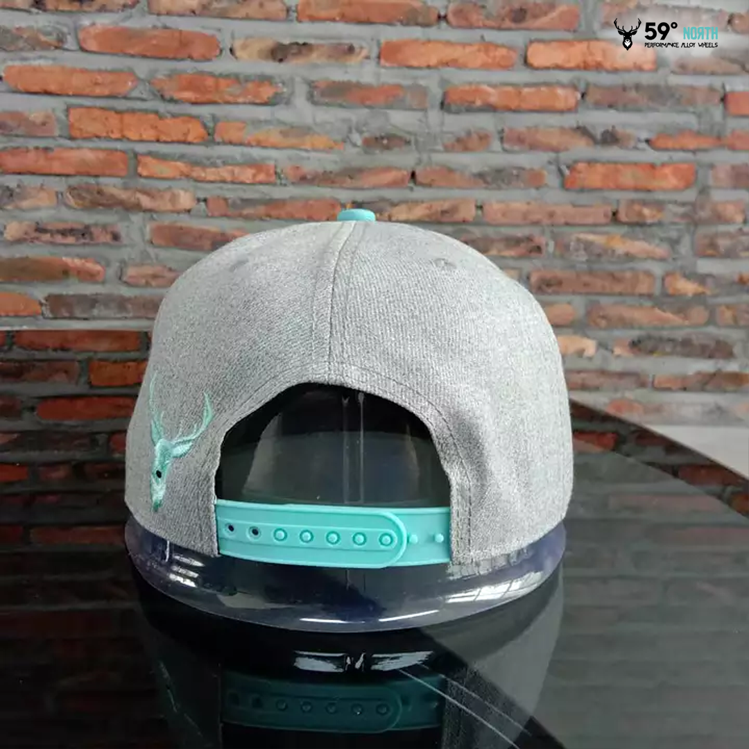 59NRTHcap_59_NRTH_Snapback_gråturkos_skärm_flat_brim_westcoast_motorsport_gray_turquoise_back