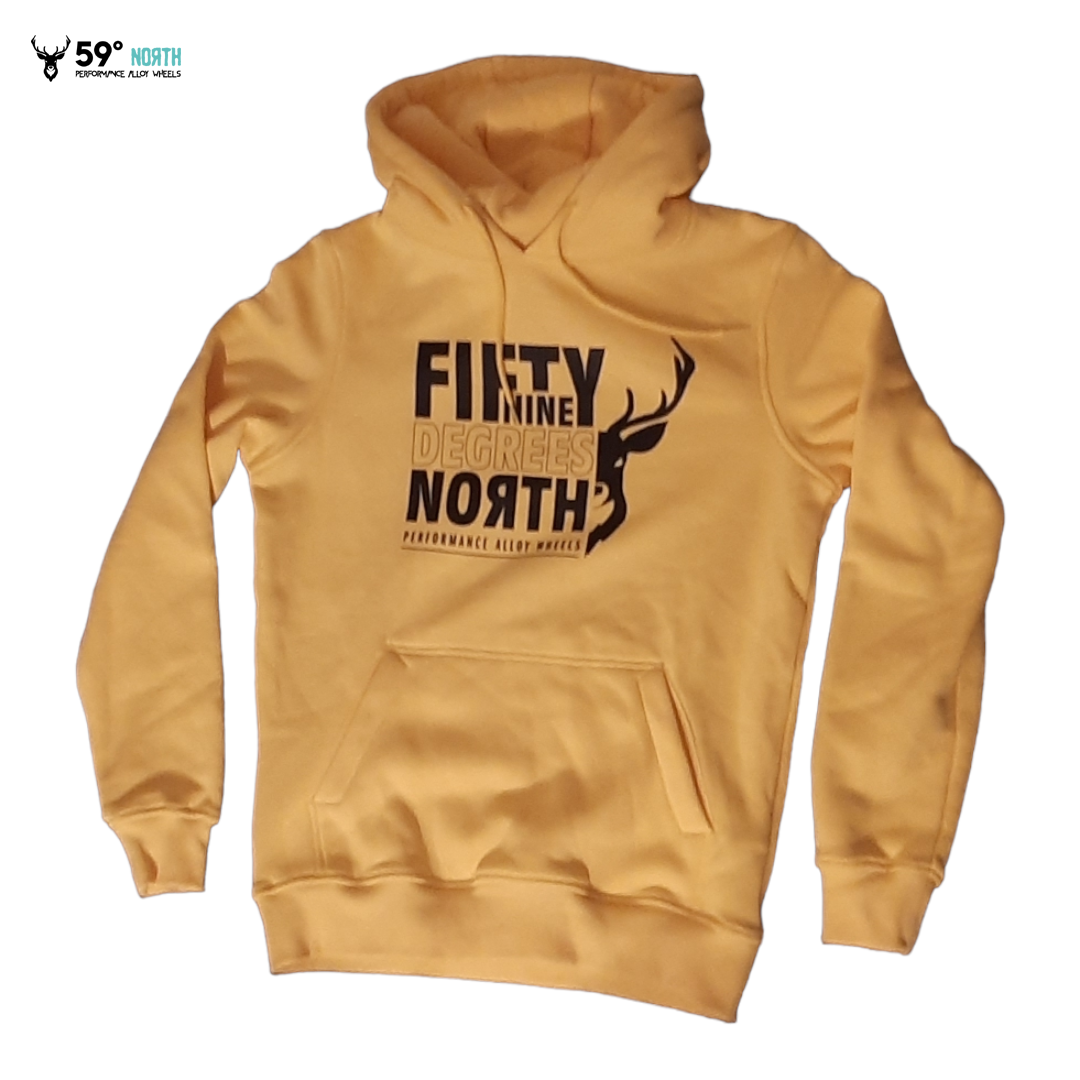 FiftyninenorthhoodieYAB_59_North_Hoodie_Square_Deer_Print_Black_luvtröja_westcoast_motorsport_gul_front