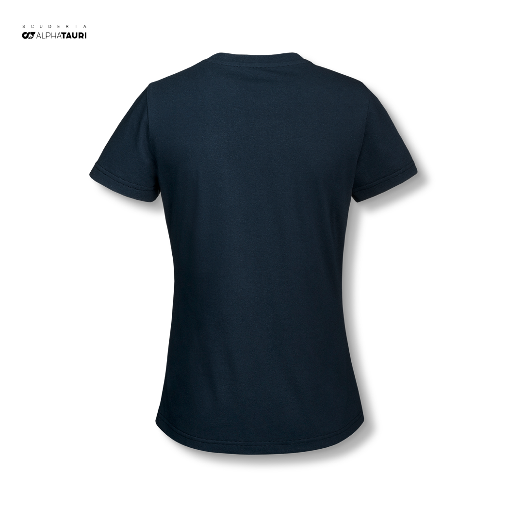 M-1438_Scuderia_AlphaTauri_f1_team_Logo_Tee_t-shirt_Woman_dam_tjej_girl_formula1_formel1_f1sweden_f1sverige_westcoast_motorsport_blue_blå_back