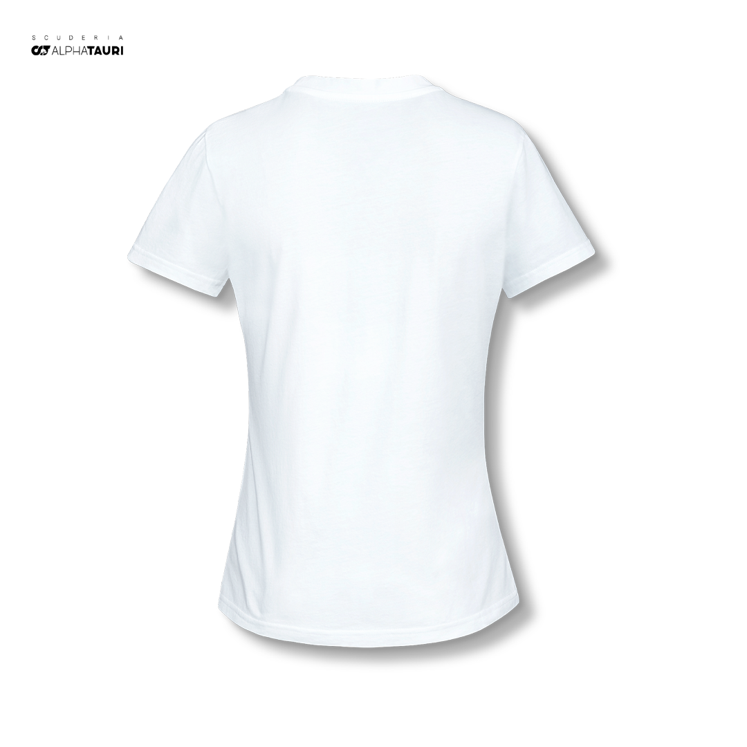 M-1438_Scuderia_AlphaTauri_f1_team_Logo_Tee_t-shirt_Woman_dam_tjej_girl_formula1_formel1_f1sweden_f1sverige_westcoast_motorsport_white_vit_back