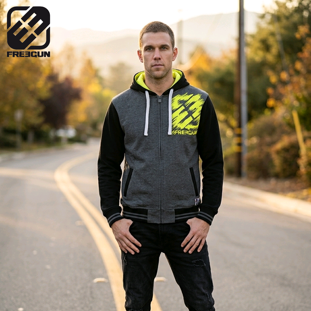 FGAH161SWZDI09_freegun_college_zip_hoodie_scratch_logo_grey_yellow_black_motorcross_skateboard_lifestyle_snowboard_hooded_sweatshirt_westcoast_motorsport_man