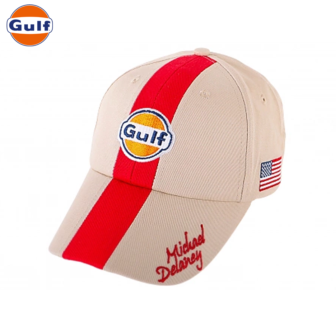 GPO53_gulf_oil_motorsport_m_delaney_basecap_sand_cap_keps_usa_america_motorsport_racing_westcoast_motorsport_front_side