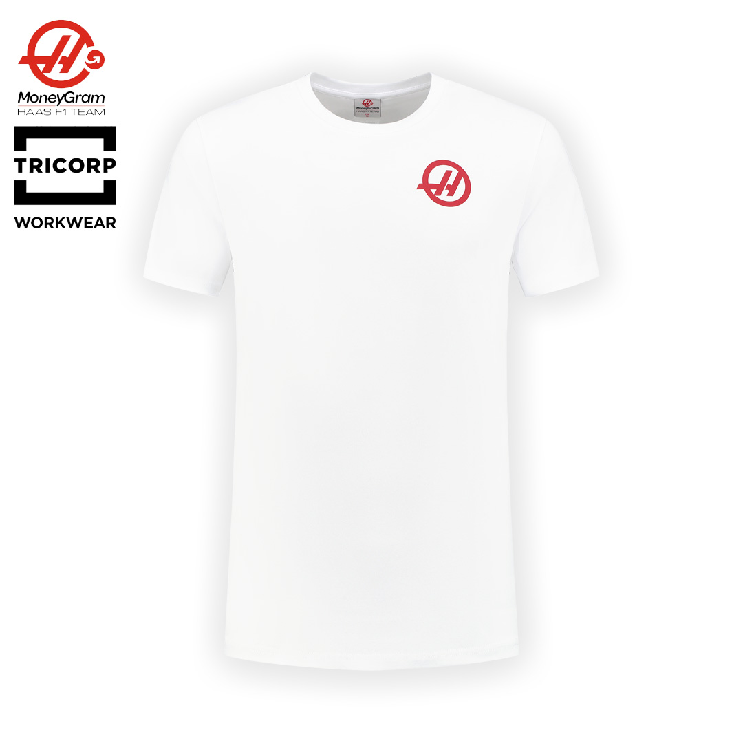 901305_haas_moneygram_f1_team_essential_logo_tee_t-shirt_formel1_formula1_f1sweden_f1sverige_denmark_nordic_tricorp_workwear_westcoast_motorsport_front_white