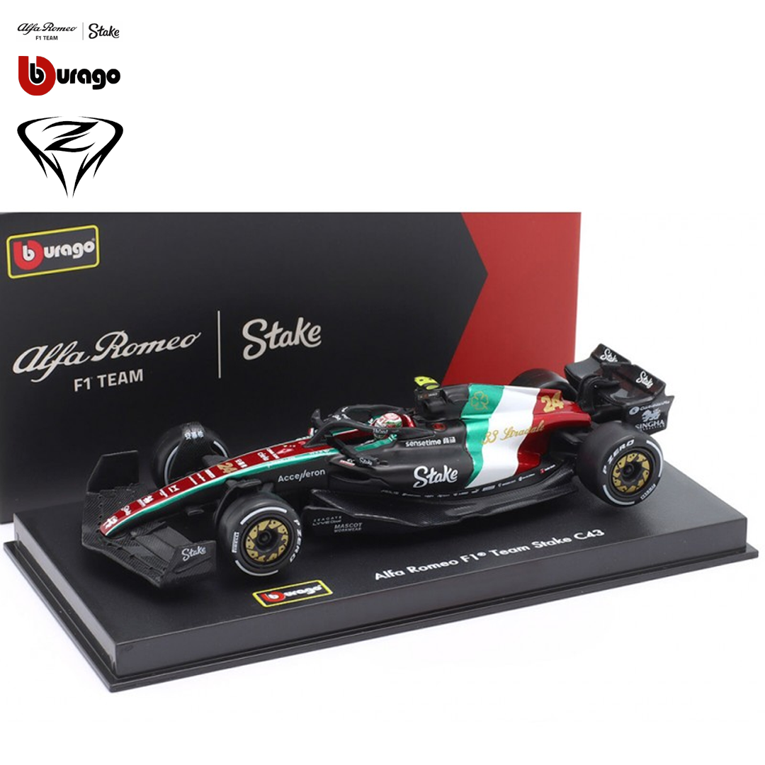 18-38086_VA-38086G_alfa_romeo_f1_team_stake_sauber_italian_grand_prix_2023_gp_model_car_miniature_zhou_guanyu_bburago_modellbil_leksaksbil_formel1_formula1_westcoast_motorsport_car_box_open