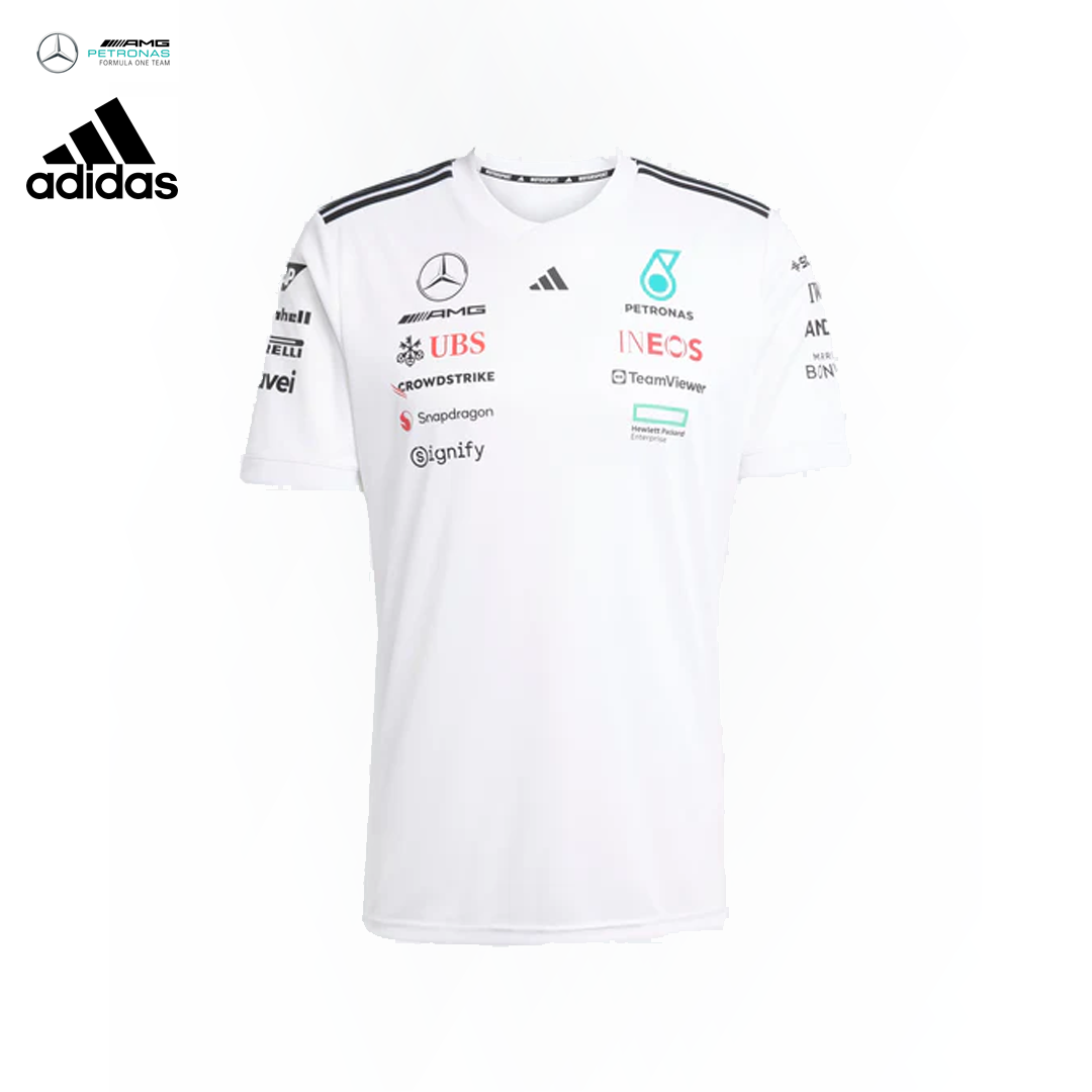 JX5798_mercedes_amg_petronas_adidas_formula_one_team_replica_drivers_tee_t-shirt_2025_f1nordics_f1sweden_f1sverige_formula1_formel1_merch_streetwear_westcoast_motorsport_white_front