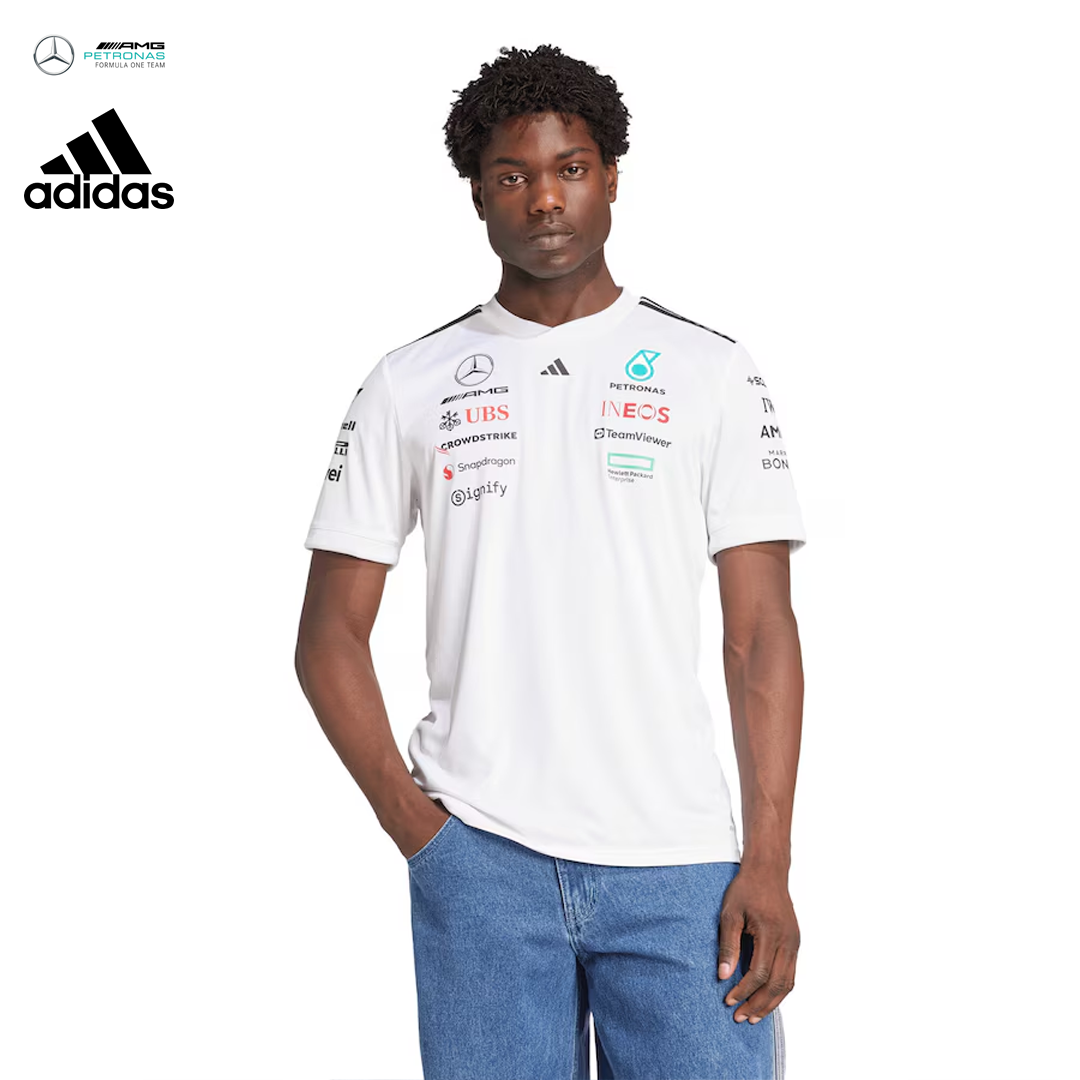 JX5798_mercedes_amg_petronas_adidas_formula_one_team_replica_drivers_tee_t-shirt_2025_f1nordics_f1sweden_f1sverige_formula1_formel1_merch_streetwear_westcoast_motorsport_white_man_front