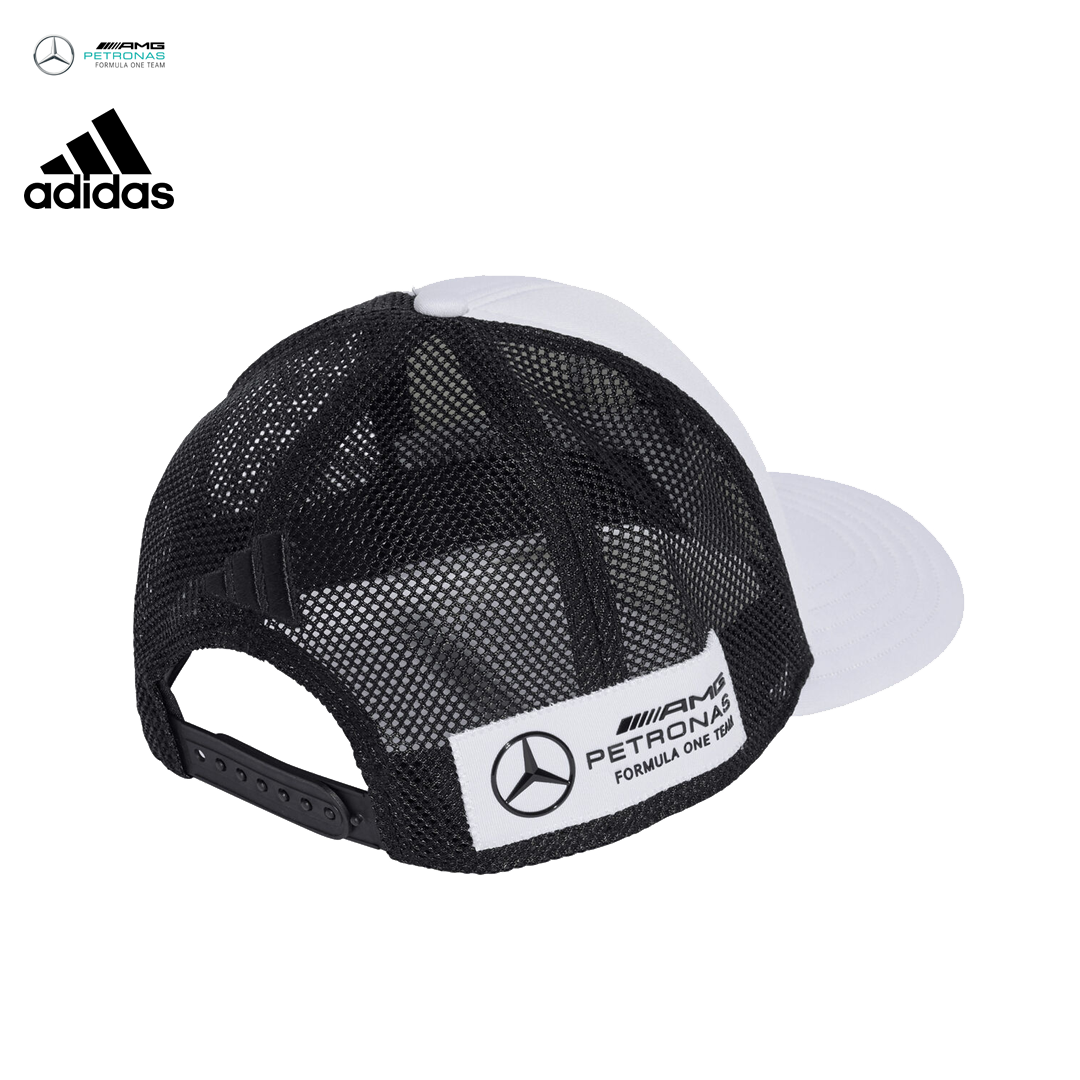 KA8015_mercedes_amg_petronas_motorsport_formula_one_team_star_trucker_cap_keps_adidas_official_merch_f1sweden_f1sverige_formel1_formula1_westcoast_motorsport_white_back