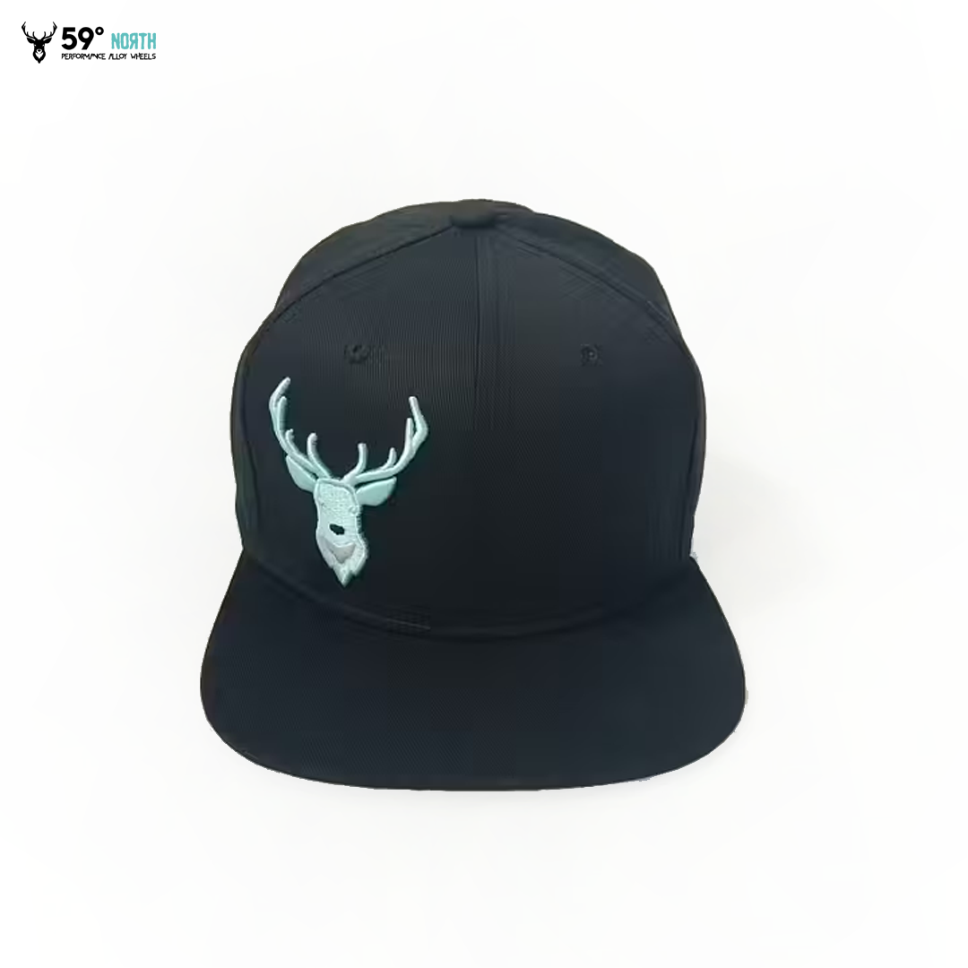 59deersnapblack_59_north_wheels_black_svart_deer_hjort_flat_brim_cap_keps_drifting_rims_felg_gatebil_drift_masters_westcoast_motorsport_front