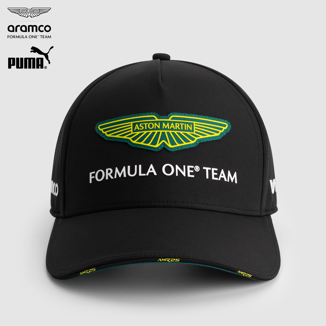 701233022_aston_martin_formula_one_team_replica_cap_2025_puma_stichd_f1sweden_f1sverige_formel1_formula1_f1_racing_official_merch_westcoast_motorsport_black_front