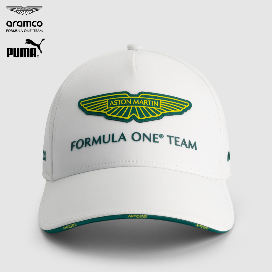 701233022_aston_martin_formula_one_team_replica_cap_2025_puma_stichd_f1sweden_f1sverige_formel1_formula1_f1_racing_official_merch_westcoast_motorsport_white_front
