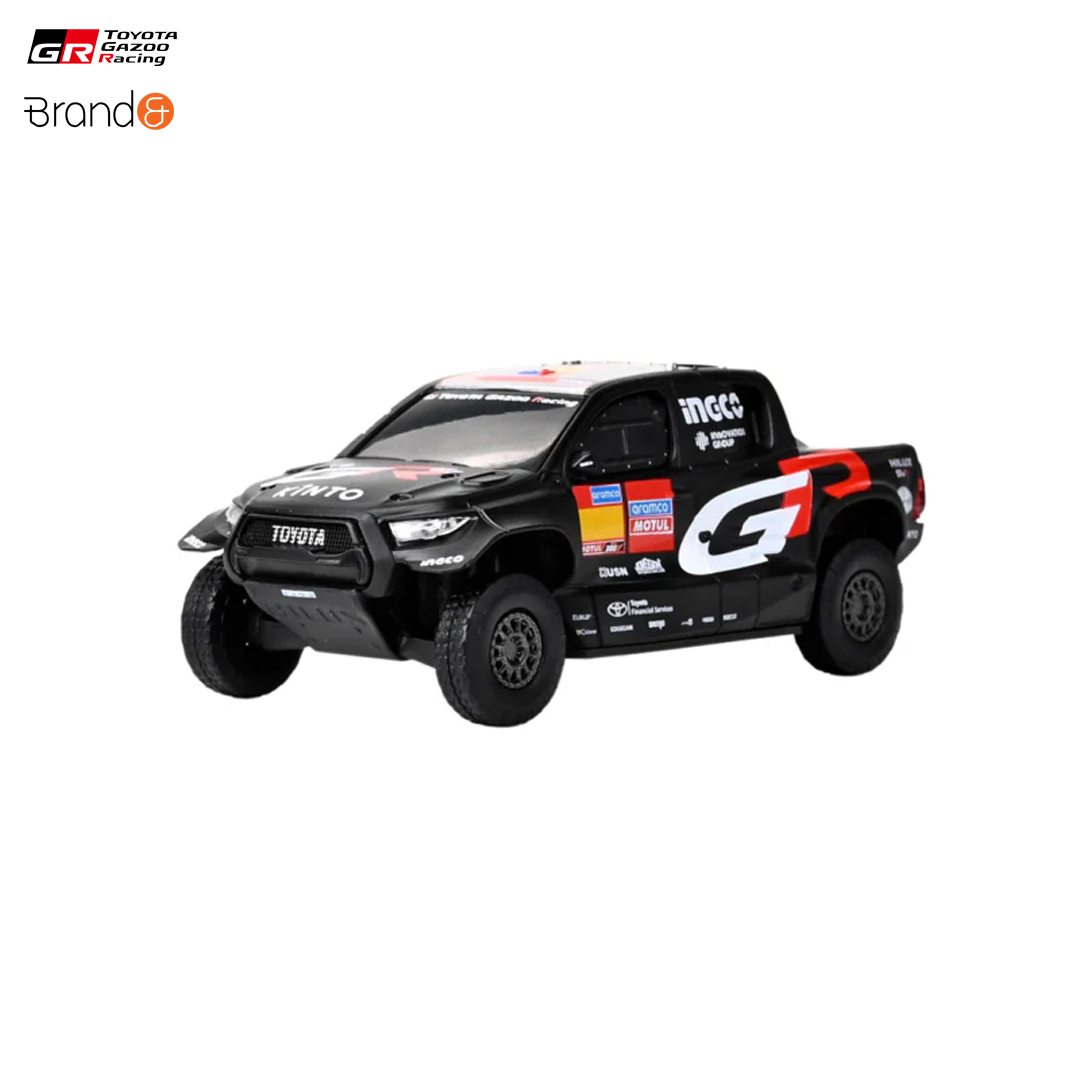 TBMTRREDIS48-hilux_toyota_gazoo_racing_gr_dkr_evo_t1u_rally_raid_pullback_car_miniature_car_modellbil_leksaksbil_brand_and_official_racing_merch_westcoast_motorsport_left_front