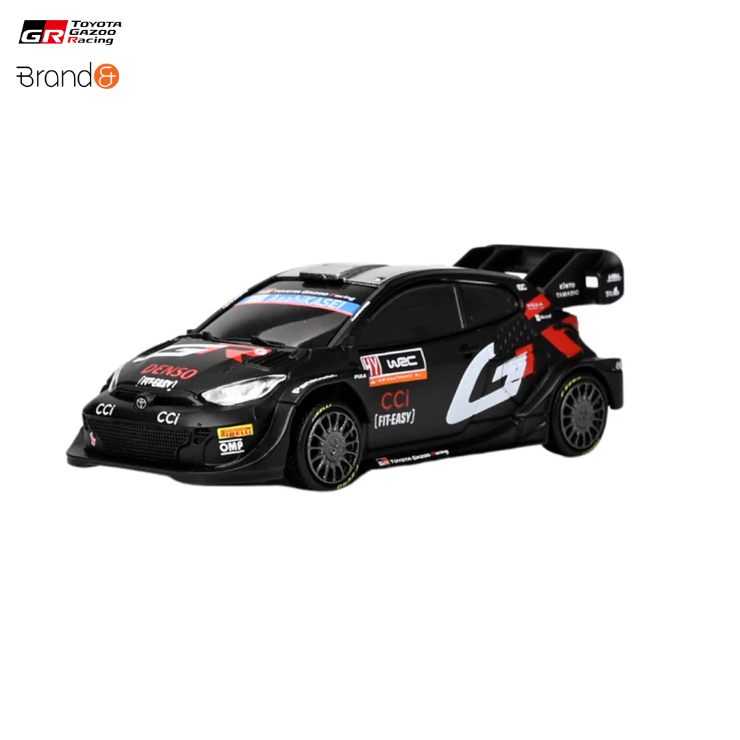 TBMTRREDIS48-yaris_toyota_gazoo_racing_rally1_hybrid_pullback_car_miniature_car_modellbil_leksaksbil_brand_and_official_racing_merch_lemans_westcoast_motorsport_front_left