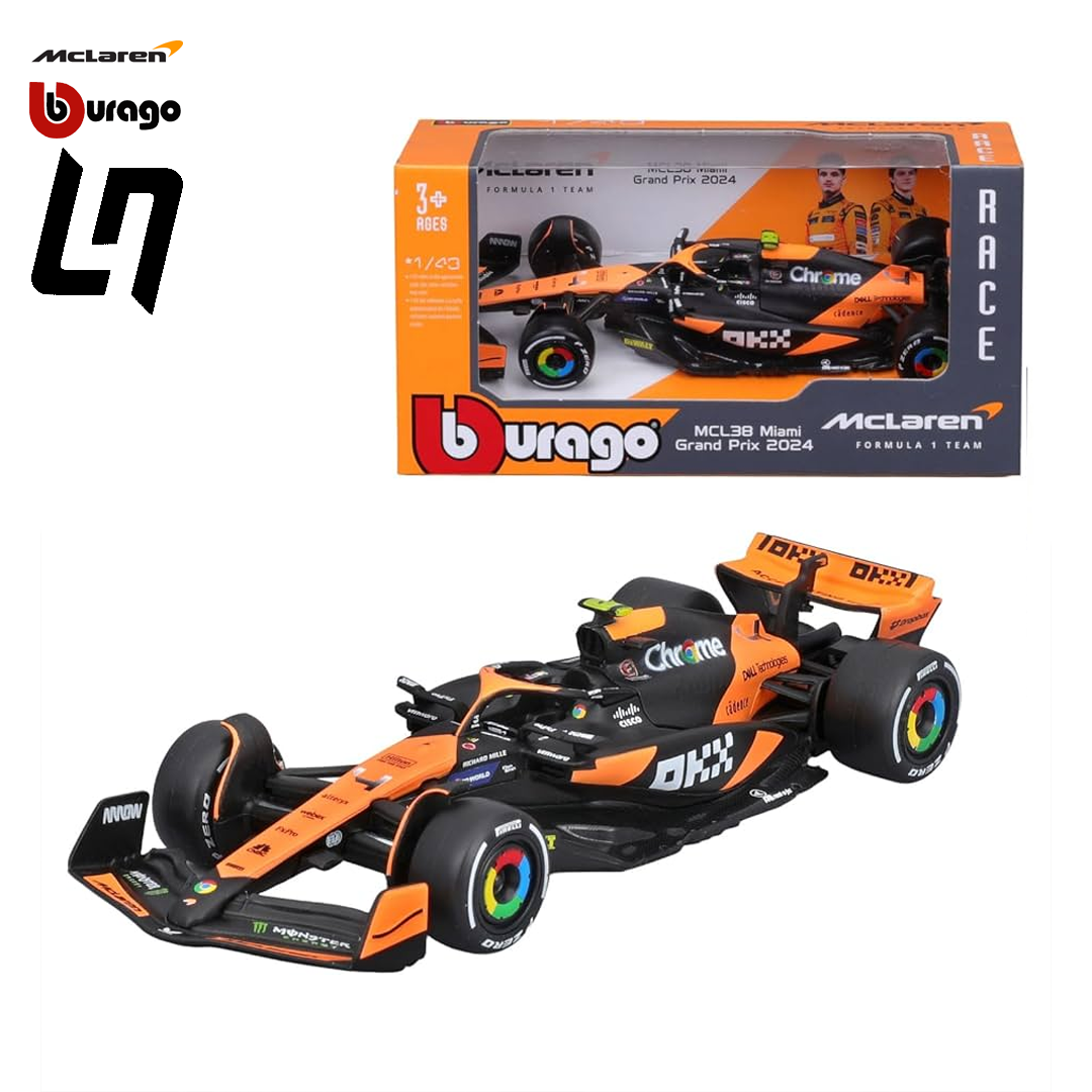 18-38214_mclaren_racing_bburago_lando_norris_mcl38_miami_grand_prix_2024_miniature_car_model_car_modellbil_official_merch_f1_formel1_formula1_westcoast_motorsport