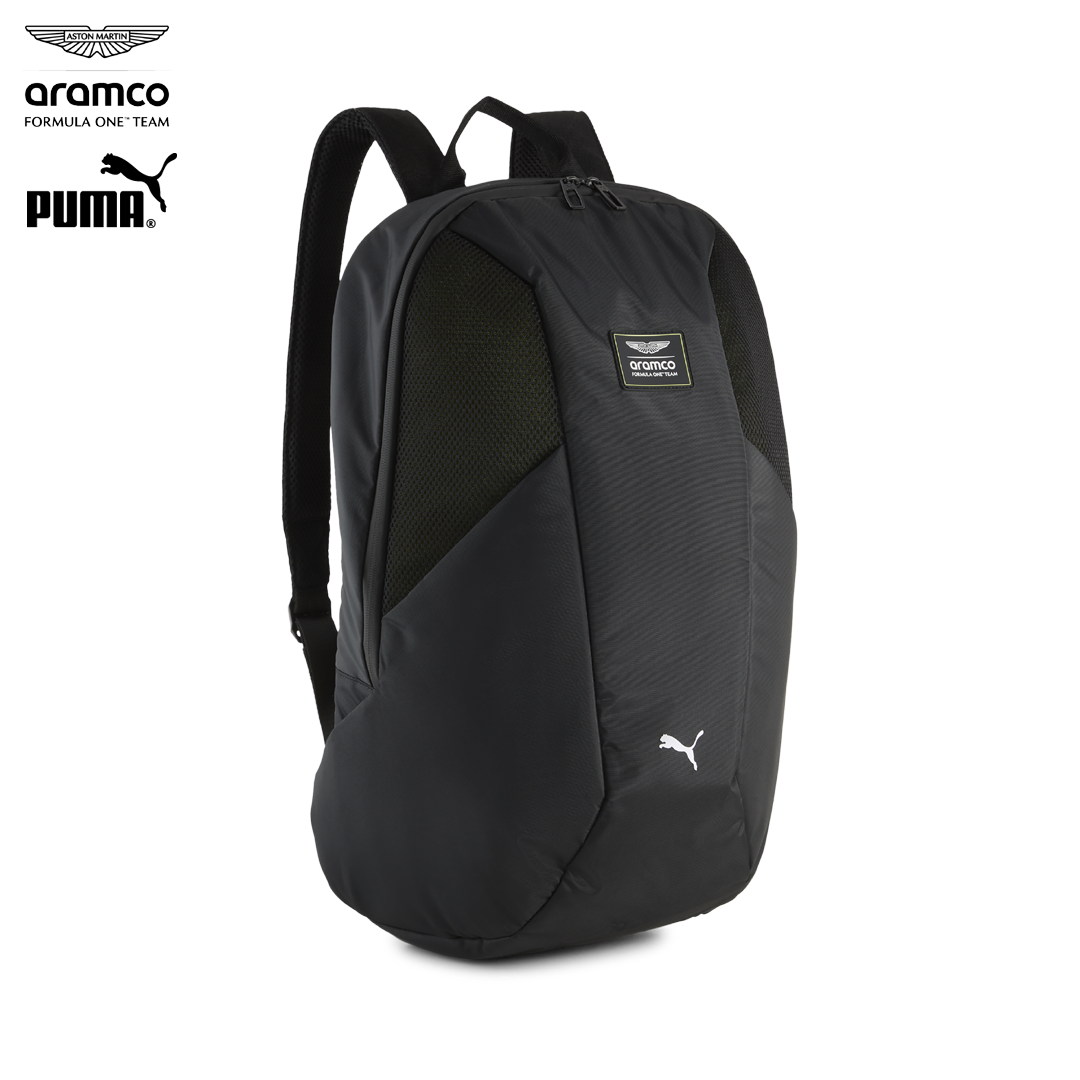701239178001_aston_martin_f1_team_fw_backpack_ryggsäck_bag_official_merch_puma_stichd_formel1_formula1_f1sweden_westcoast_motorsport_front