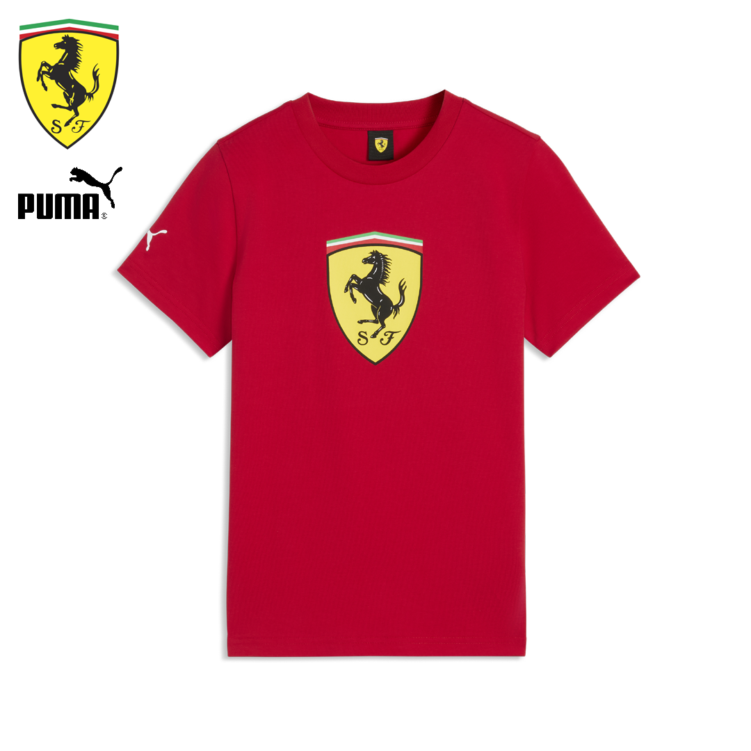 701238603_scuderia_ferrari_f1_team_formel1_f1sweden_formula1_official_merch_f1store_fuelforfans_puma_westcoast_motorsport_kids_youth_barn_shield_logo_tee_t-shirt_front