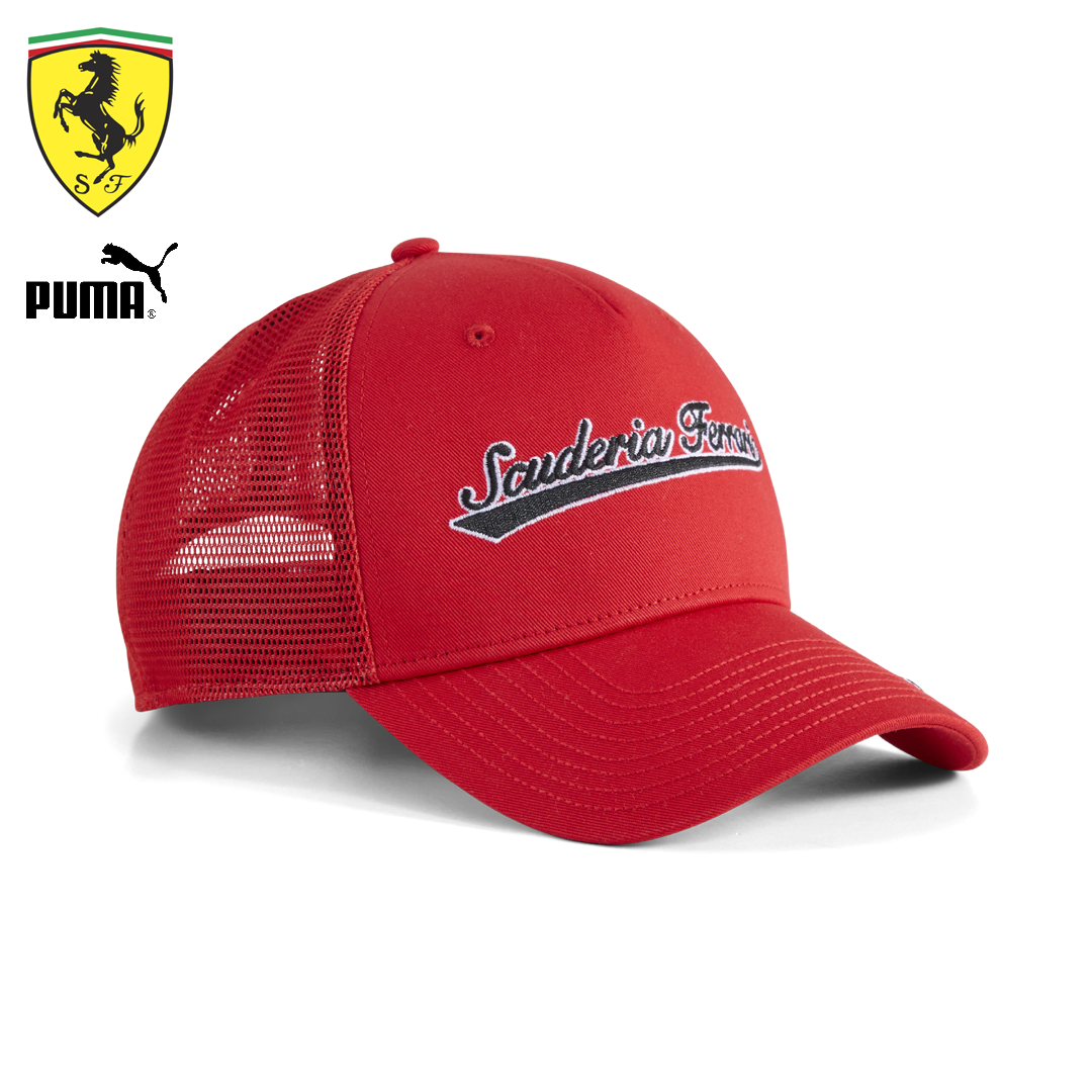 701239046002801_scuderia_Ferrari_f1_team_trucker_cap_truckerkeps_2026_puma_stichd_official_merch_formula1_f1sweden_westcoast_motorsport_classic_red