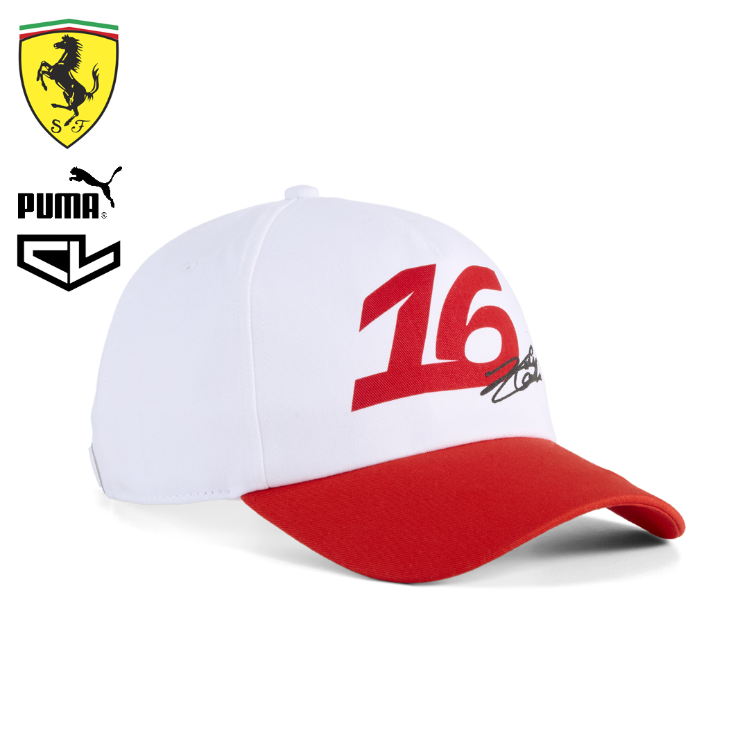 701239048_scuderia_ferrari_charles_leclerc_graphic_cap_keps_2026_official_merch_puma_stichd_f1_formula1_formel1_f1sweden_westcoast_motorsport_front