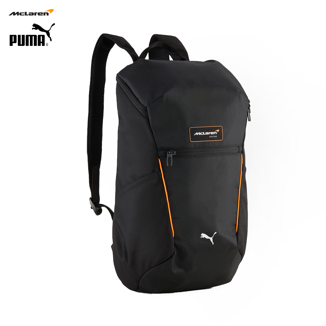 701241145_mclaren_racing_f1_team_backpack_bag_ryggsäck_papaya_puma_stichd_official_merch_f1store_fuelforfans_formel1_formula1_f1sweden_westcoast_motorsport_front